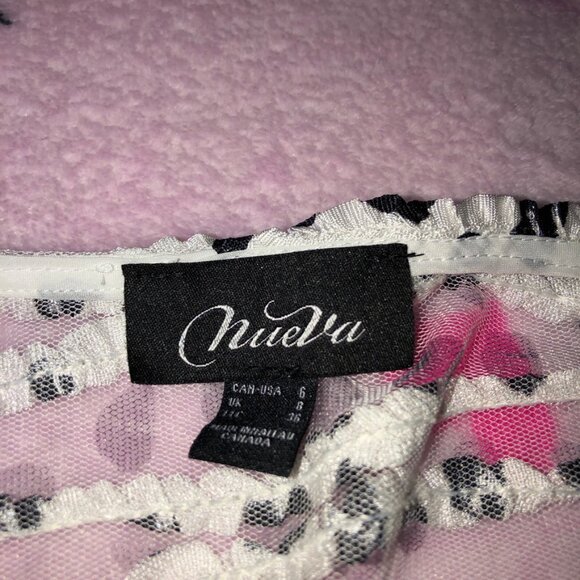 y2k coquette unique mesh layered top with bandage waistband and buttons - Picture 3 of 6